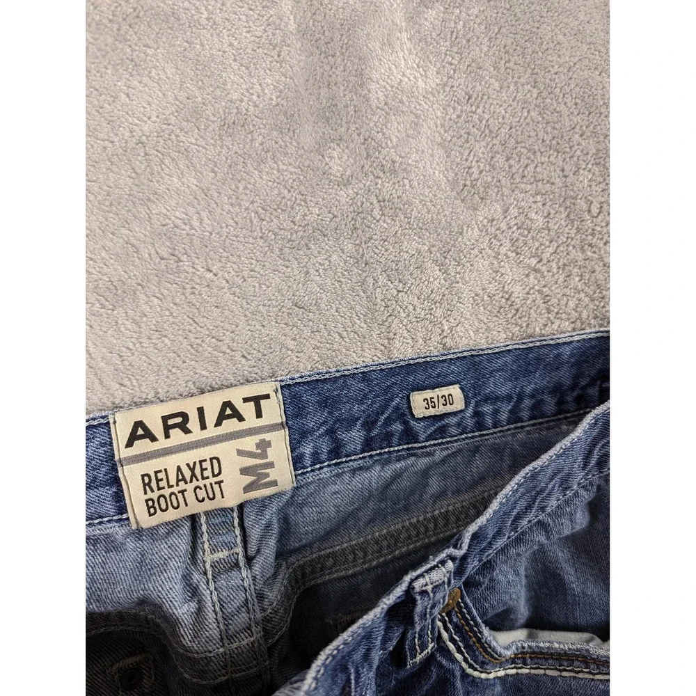 Ariat Jeans Mens 35x28 Blue M4 Relaxed Bootcut Denim Western Cowboy Rodeo READ